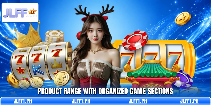 Product range with organized game sections