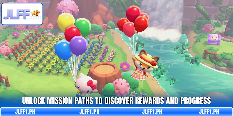 Unlock mission paths to discover rewards and progress